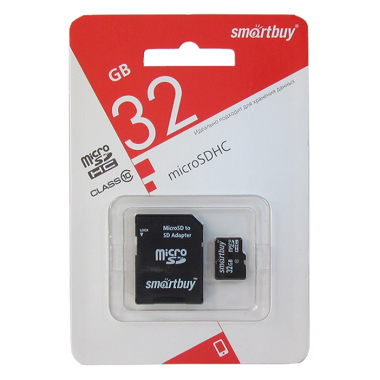 micro-SDHC 32GB Smart Buy +SD class 10
